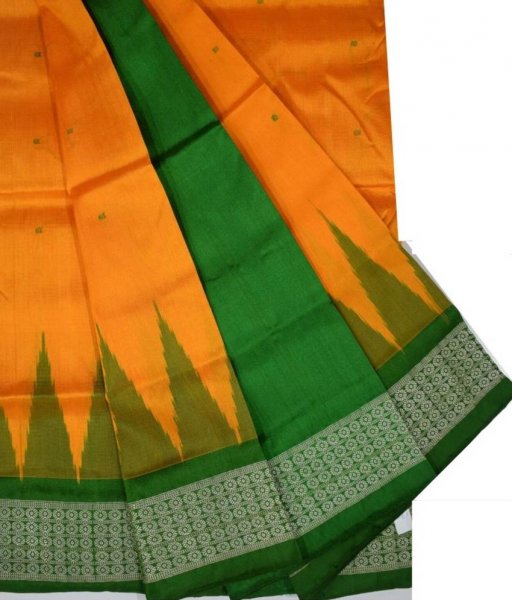 Orange Bomkai Silk Saree